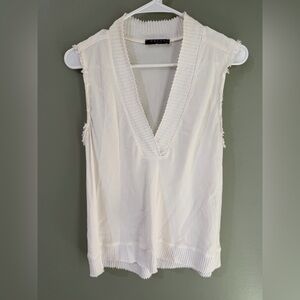 Maven West Clothing Mixed Media V-neck tank extra small white